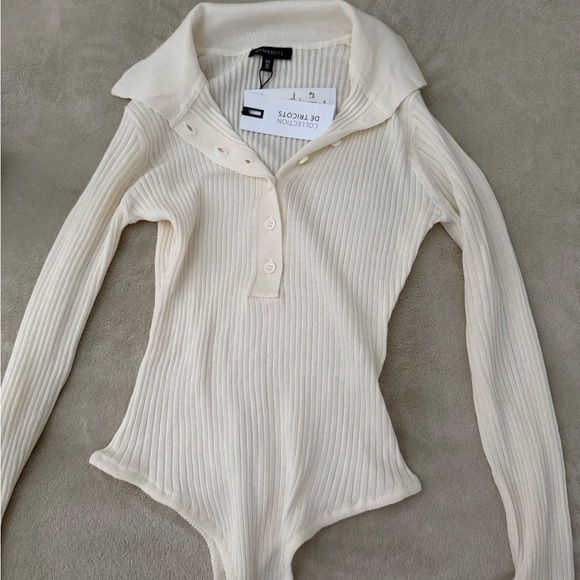 Dynamite Cream Ribbed Knit Top - Picture 3 of 5